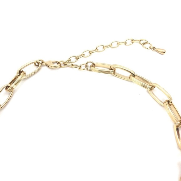 NATASHA RHINESTONE STATEMENT NECKLACE GOLD TONE BLING OVAL CHAIN LINKS - Picture 8 of 11